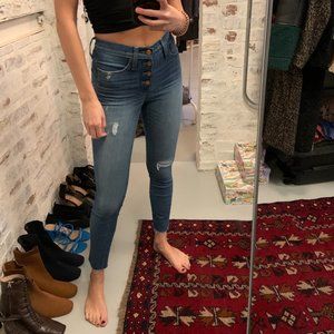 Button-Up Ripped Medium Wash Jeans